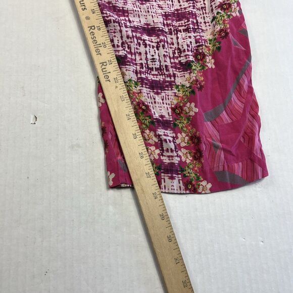Moda Baronessa Silk Boho Pink Floral Straight Leg Lounge Pants XS Vibrant Resort - Picture 5 of 12
